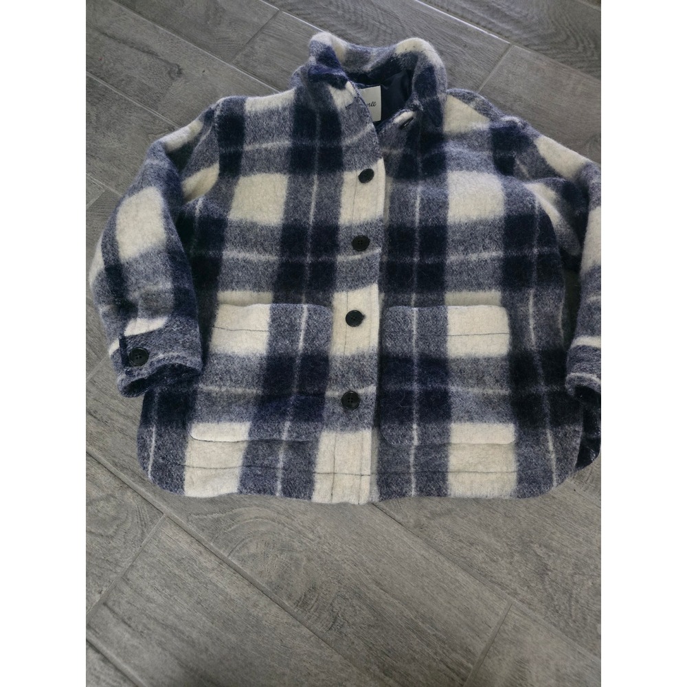Madewell Plaid Wool Blend Shirt Jacket Plaid L/XL Shacket Button Front Pockets